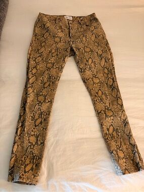 Frame Snake-Print Le High Skinny Crop Jeans